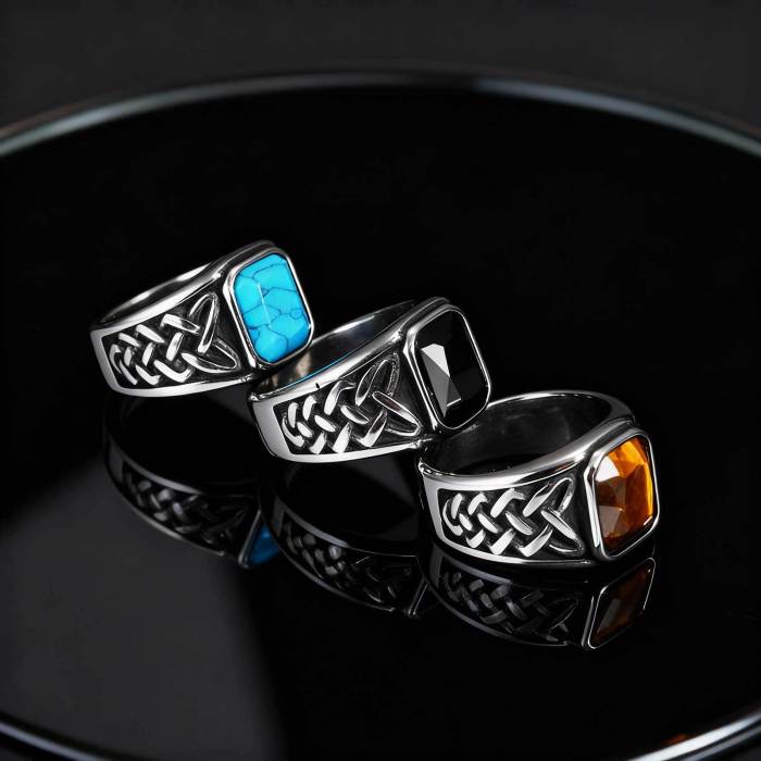 Wholesale Men’s Stainless Steel Celtic Stone Ring