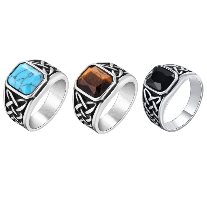 Wholesale Men’s Stainless Steel Celtic Stone Ring