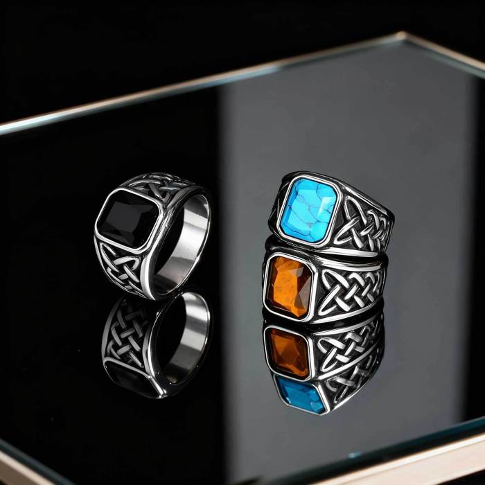 Wholesale Men’s Stainless Steel Celtic Stone Ring