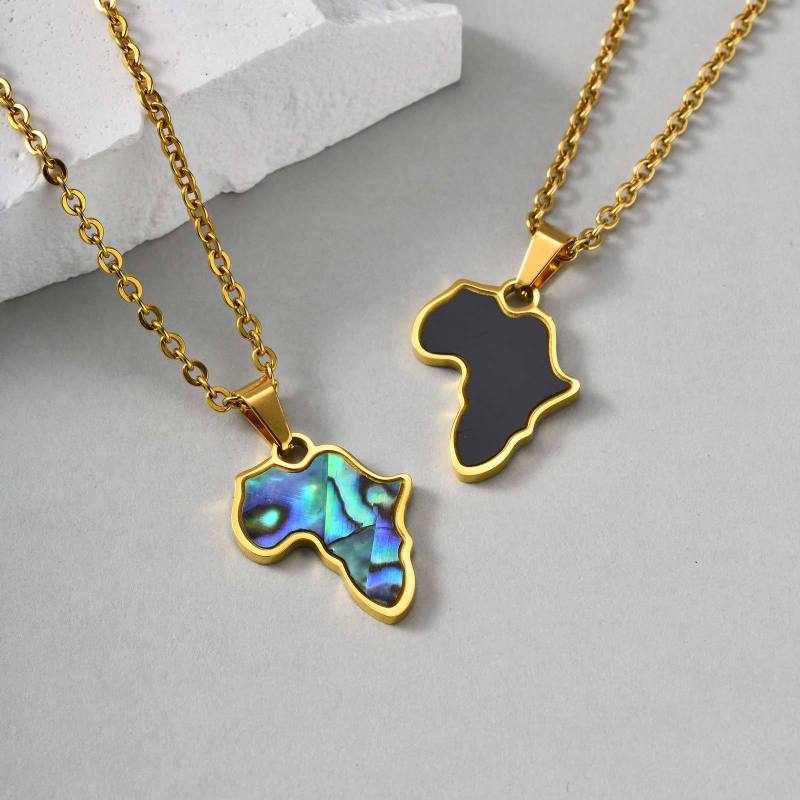 Wholesale Africa Map Necklace (Stainless Steel)
