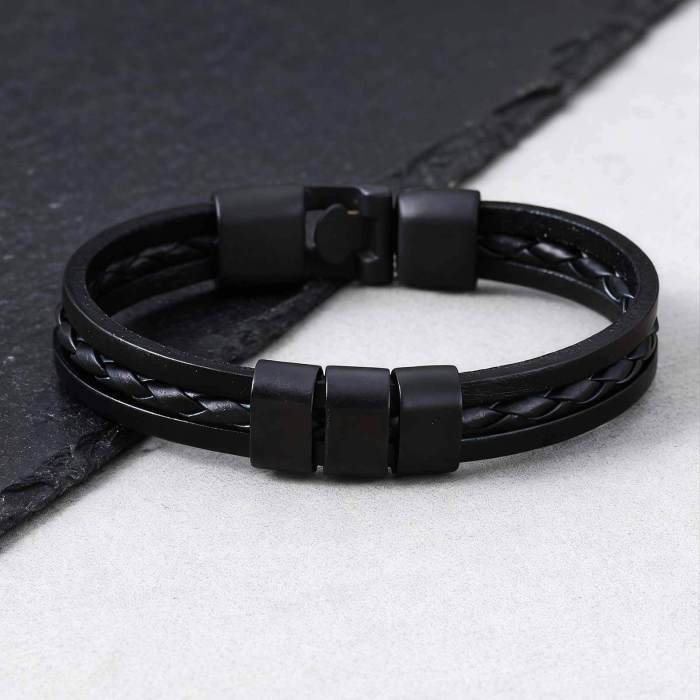 Black Leather Bracelet Wholesale
