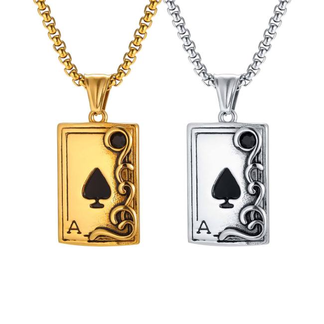 Wholesale Ace of Spades Necklace (Stainless Steel)