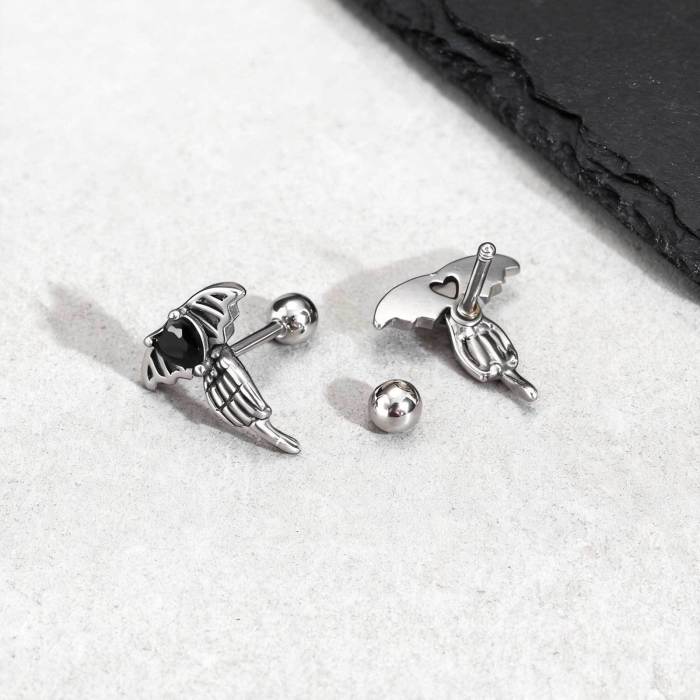 Stainless Steel Bat Wing Stud Earrings Wholesale