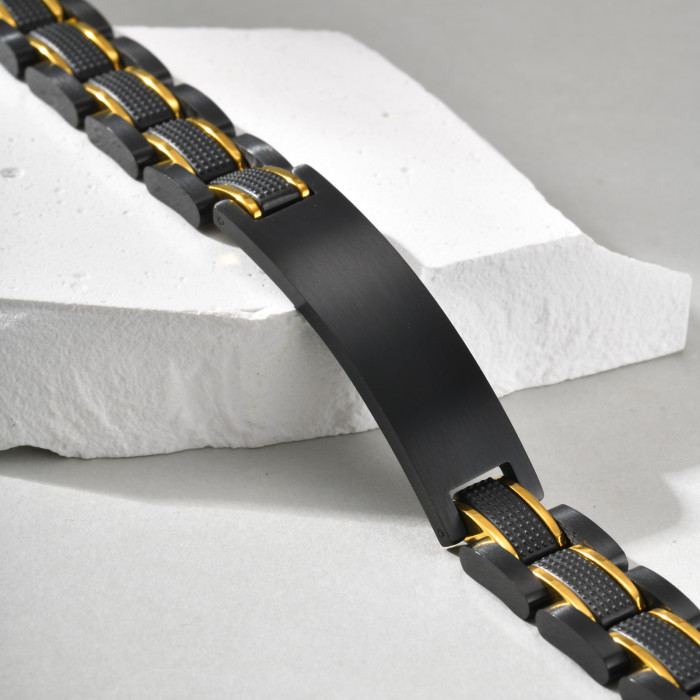 Stainless Steel Black Gold ID Bracelet Wholesale