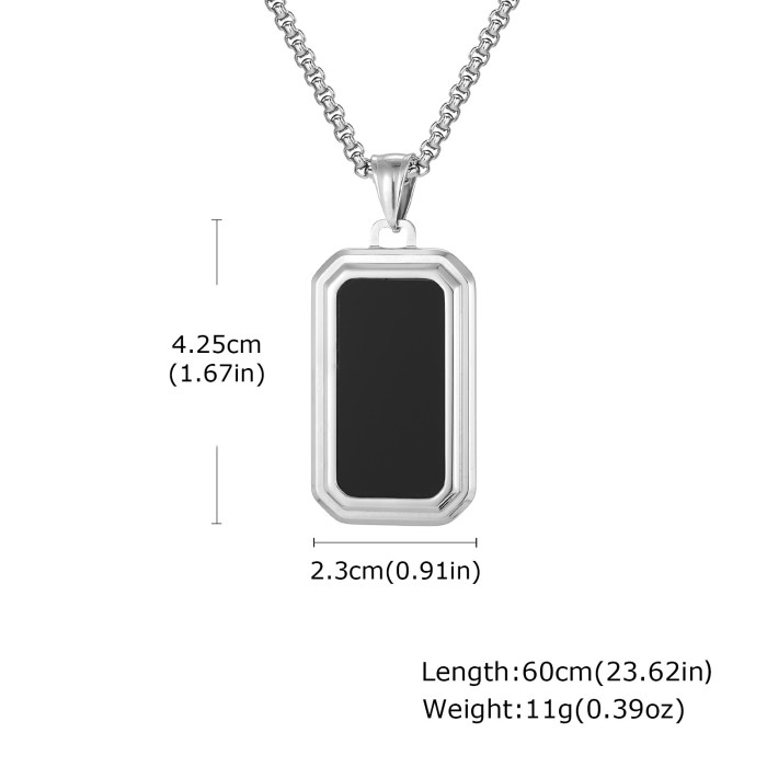 Rectangle Black Pendant Necklace Wholesale