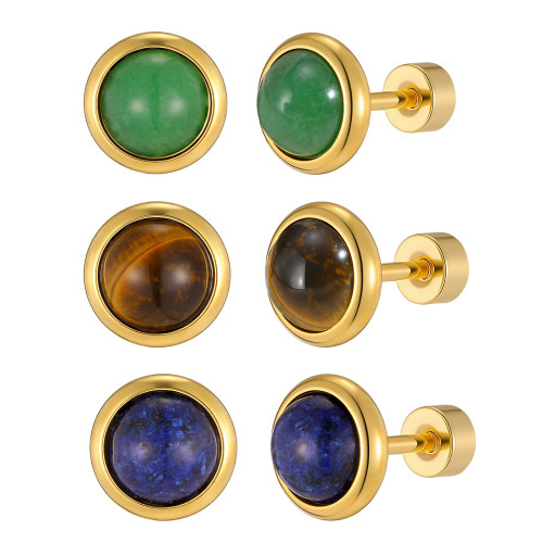 Gold Plated Natural Gemstone Stud Earrings Wholesale