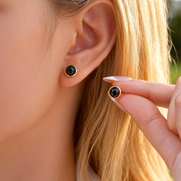 Gold Plated Natural Gemstone Stud Earrings Wholesale