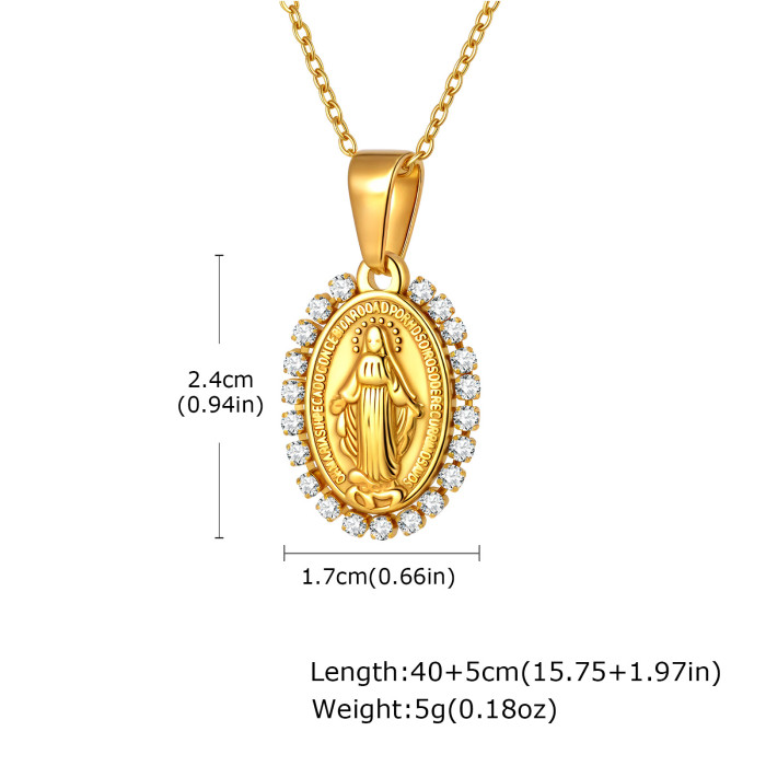 Wholesale Stainless Steel Zirconia Madonna Pendant