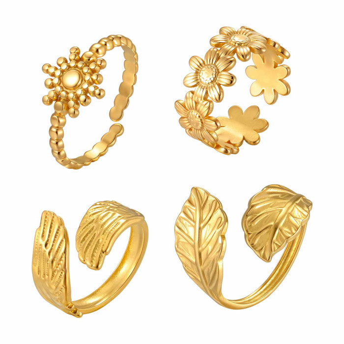 Wholesale Botanical Gold Open Ring Collection