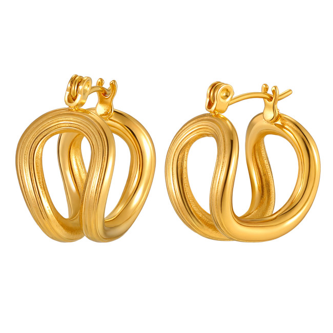 Wholesale Stainless Steel Sculptural Gold Hoop Earrings