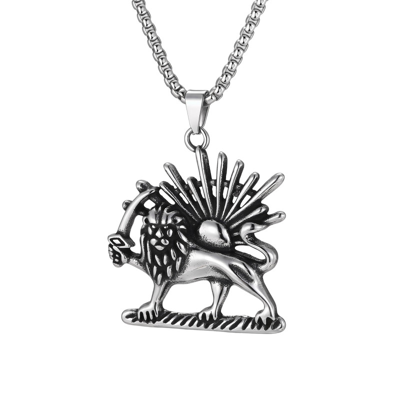 Men’s Stainless Steel Lion Pendant Necklace