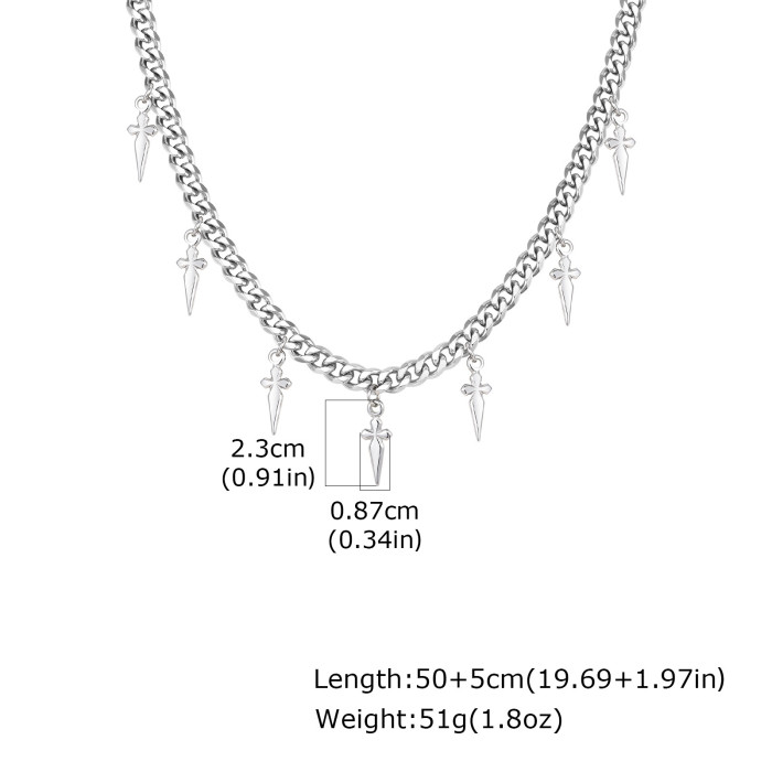 Men’s Stainless Steel Dagger Pendant Chain Necklace