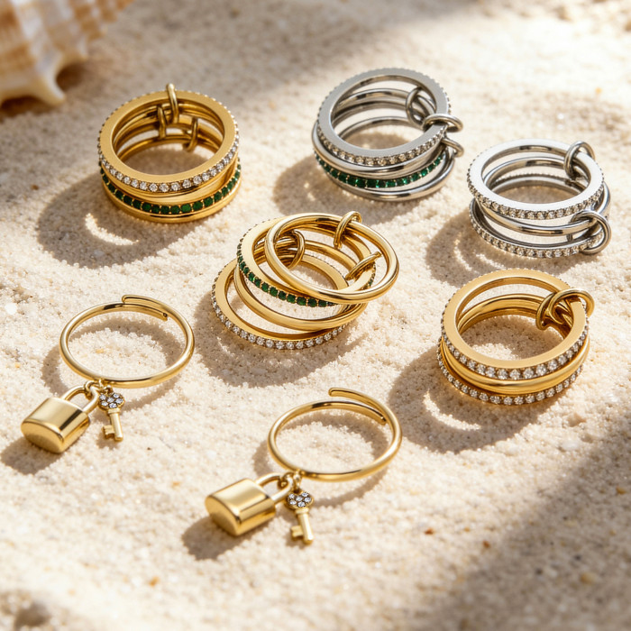 Wholesale Stainless Steel Gold Stacking Rings Set