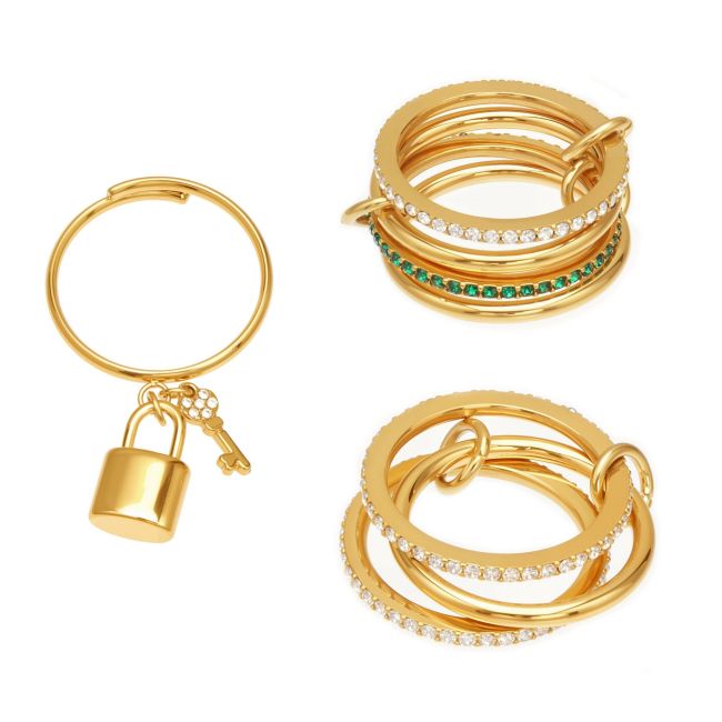 Wholesale Stainless Steel Gold Stacking Rings Set