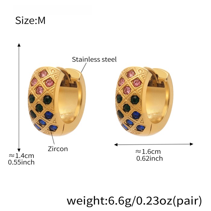 Wholesale Stainless Steel Gold Pave Hoop Earrings