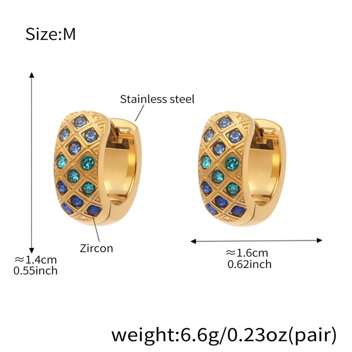 Wholesale Stainless Steel Gold Pave Hoop Earrings