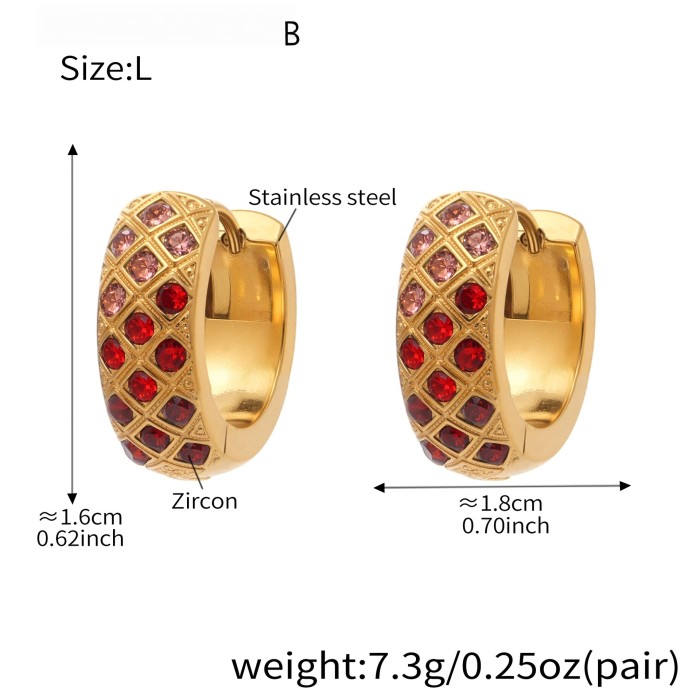 Wholesale Stainless Steel Gold Pave Hoop Earrings