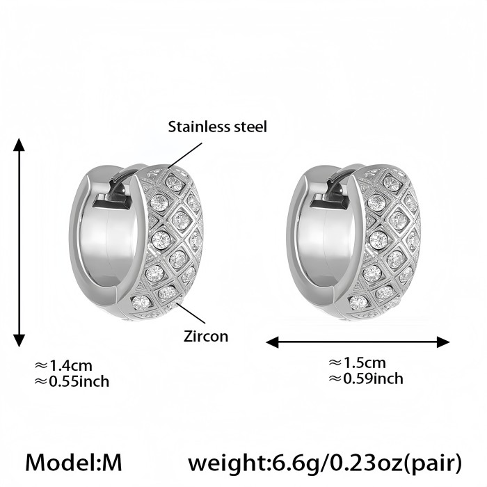 Wholesale Stainless Steel Gold Pave Hoop Earrings