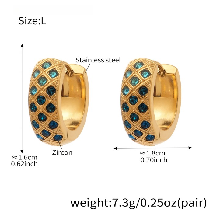Wholesale Stainless Steel Gold Pave Hoop Earrings