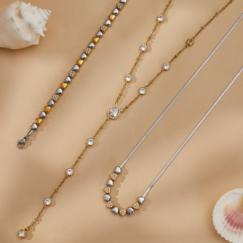 Wholesale Heart Necklace Set with Y Lariat Chain