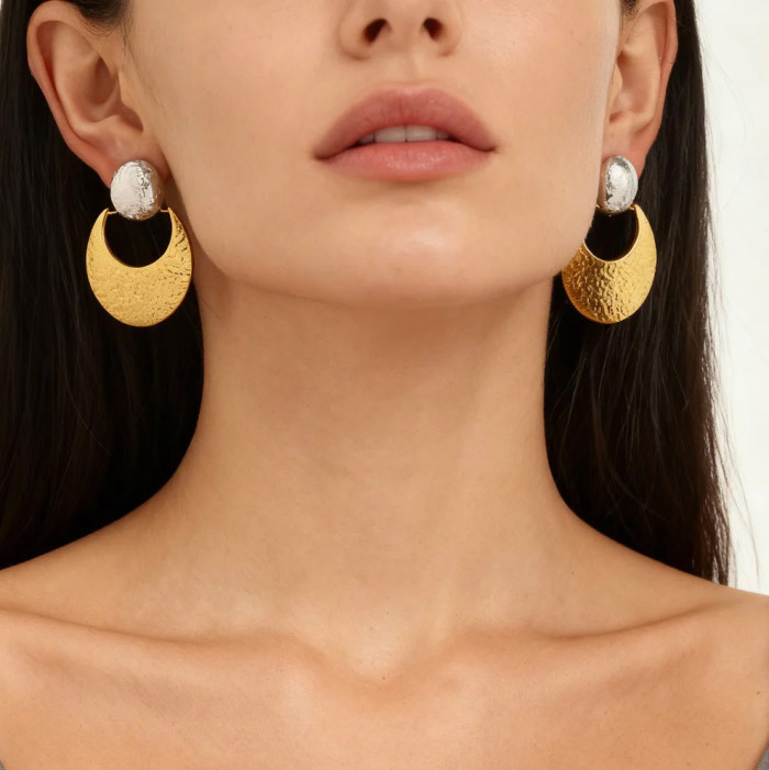 Wholesale Stainless Steel Hammered Drop Earrings