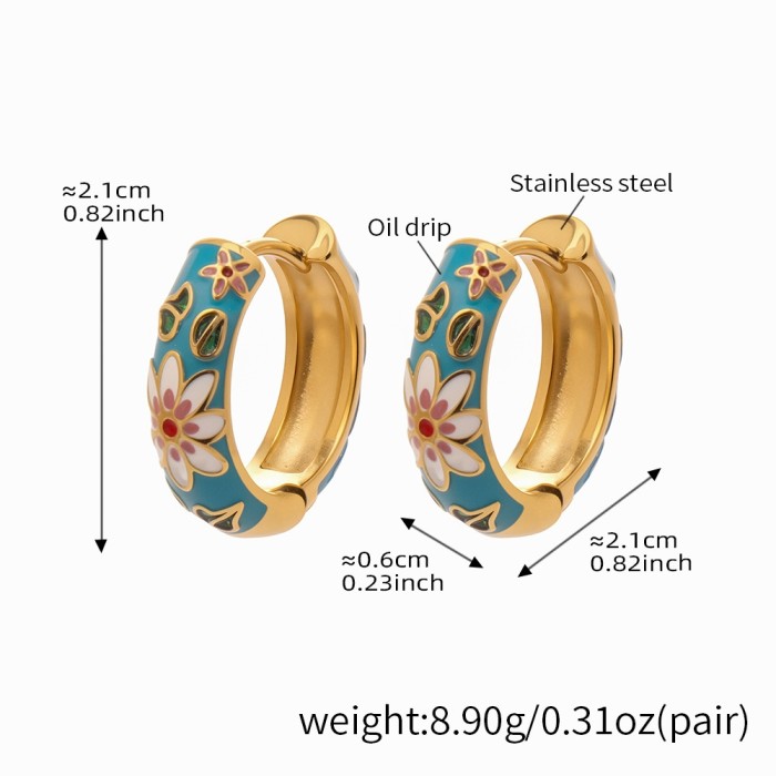 Wholesale Stainless Steel Enamel Hoop Earrings