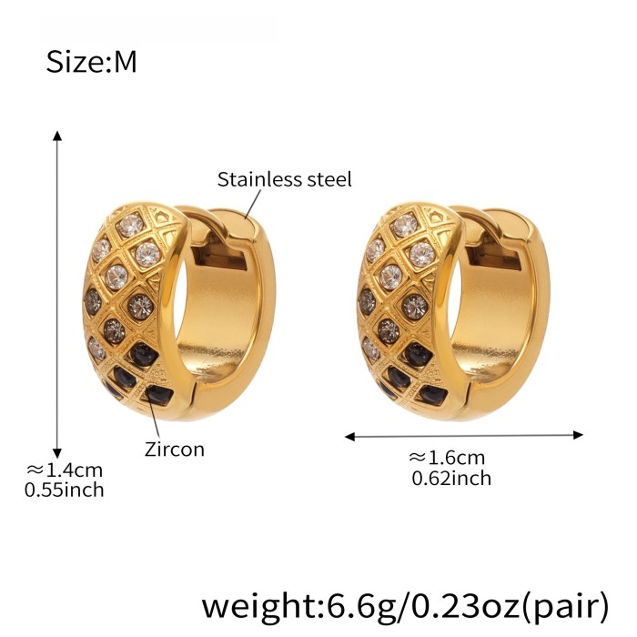 Wholesale Stainless Steel Gold Pave Hoop Earrings