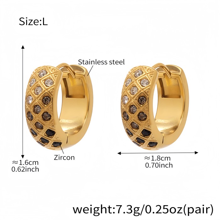 Wholesale Stainless Steel Gold Pave Hoop Earrings