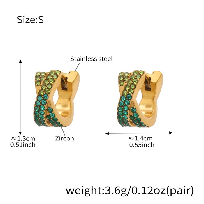 Wholesale Stainless Steel Pave Huggie Earrings