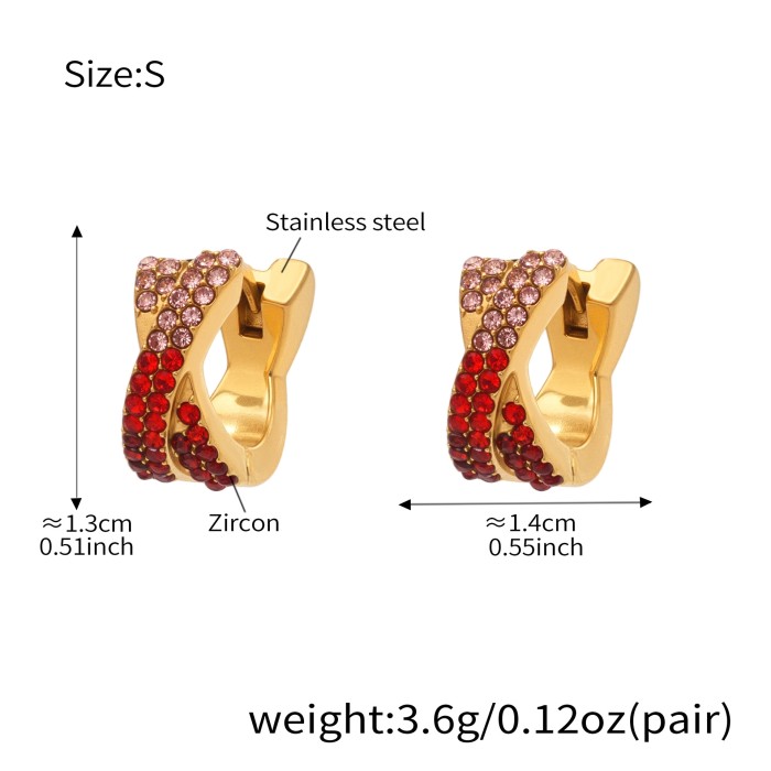 Wholesale Stainless Steel Pave Huggie Earrings