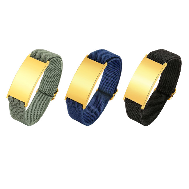 Wholesale Adjustable Nylon Strap Plate Bracelet