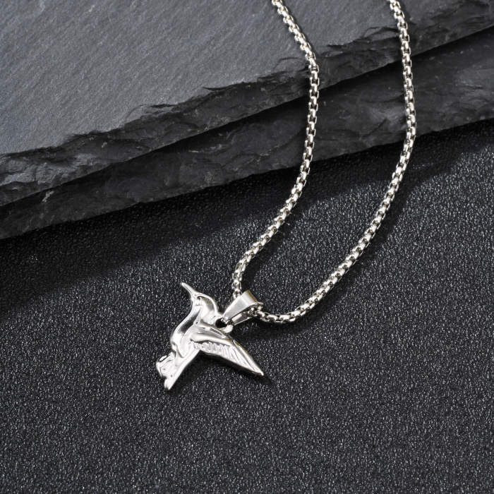 Wholesale Stainless Steel Hummingbird Pendant Necklace