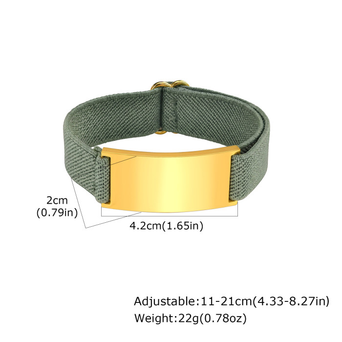 Wholesale Adjustable Nylon Strap Plate Bracelet