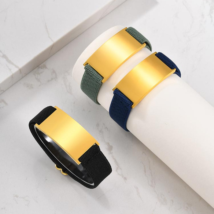 Wholesale Adjustable Nylon Strap Plate Bracelet