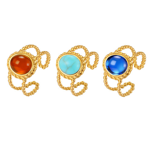 Wholesale Stainless Steel Vintage Beaded Stone Rings