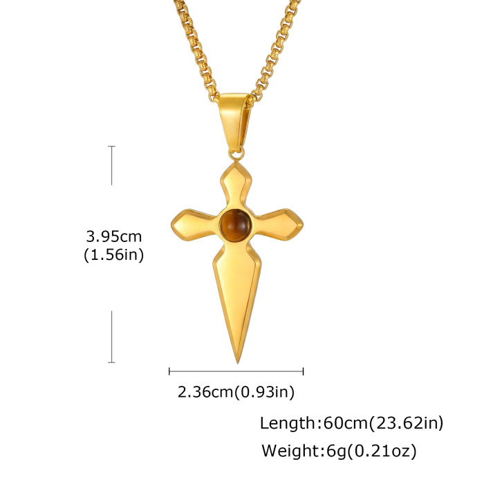 Wholesale Stainless Steel Tiger's Eye Cross Pendant