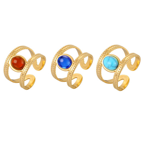 Minimalist Gold Plated Open Ring with Colorful Stones Bulk
