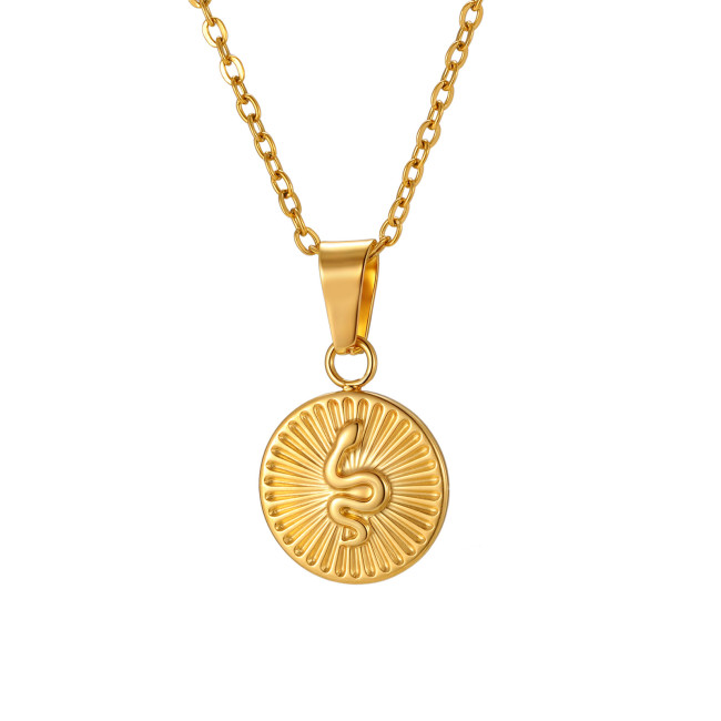 Wholesale Stainless Steel Snake Coin Necklace