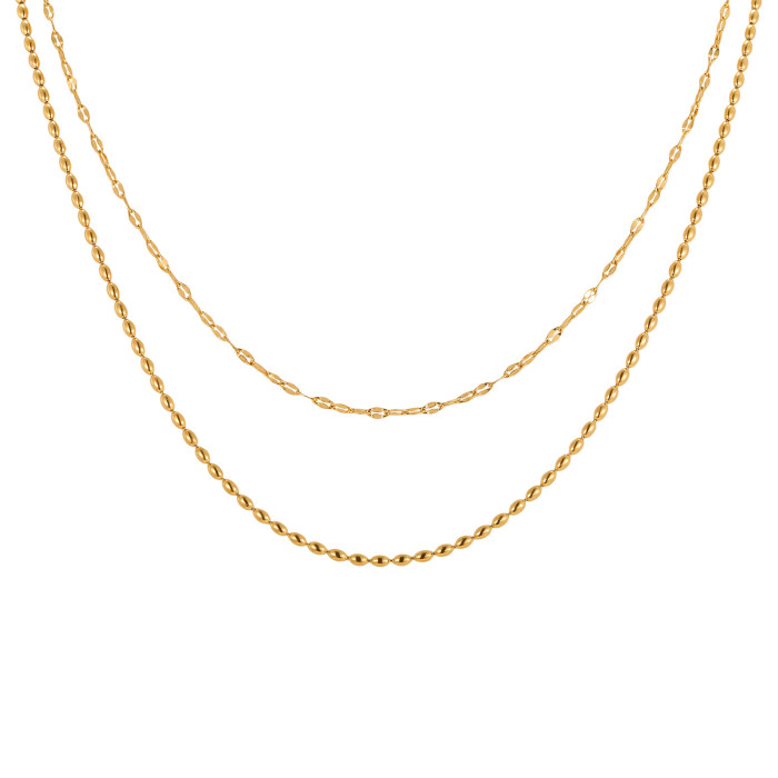 Wholesale 18K Gold Plated Stainless Steel Layered Necklace Set