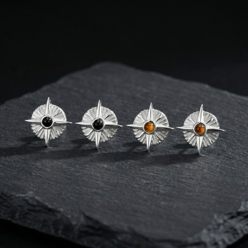 Wholesale Stainless Steel Turquoise Starburst Stud Earrings