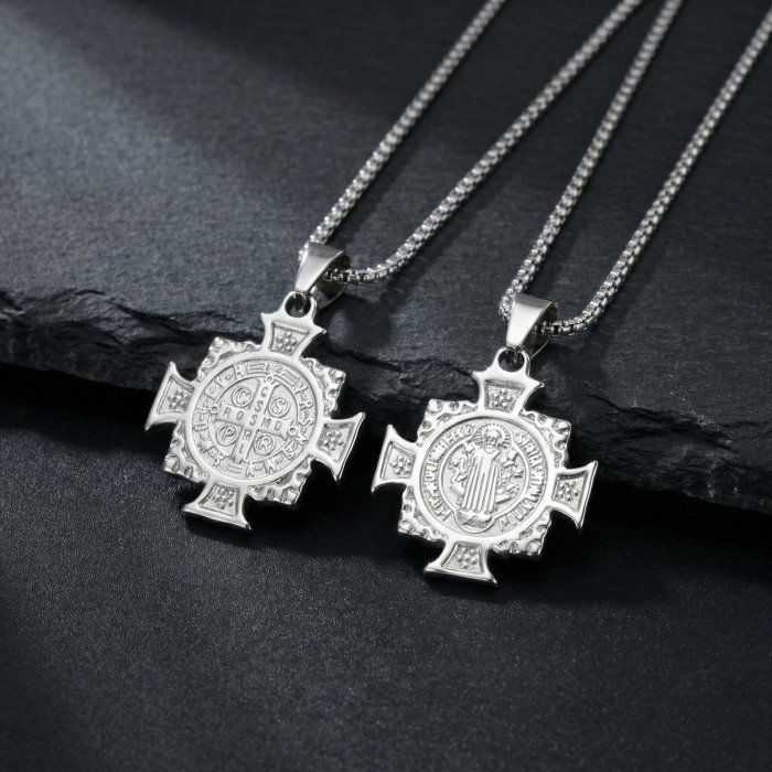 Wholesale Stainless Steel St. Benedict Medal Necklace