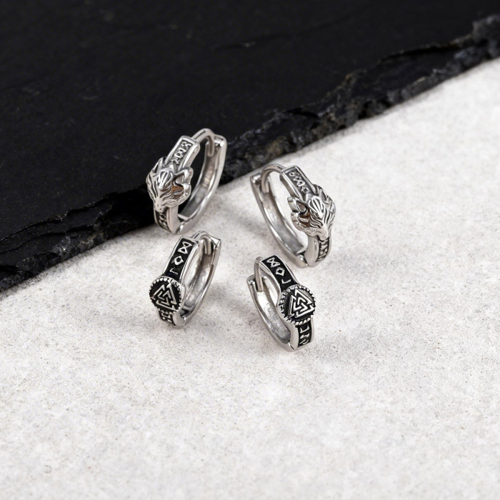 Wholesale Stainless Steel Viking Hoop Earrings