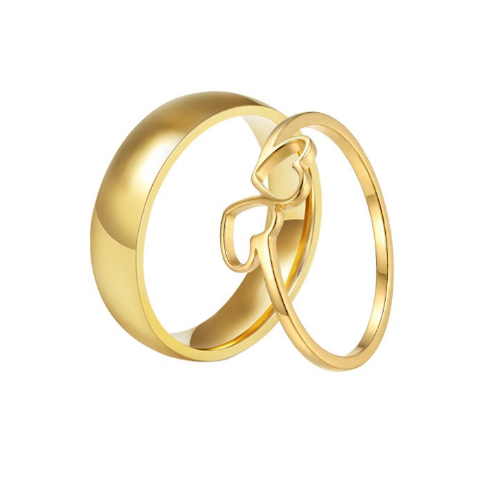 Wholesale Stainless Steel Couple's Double Heart Ring