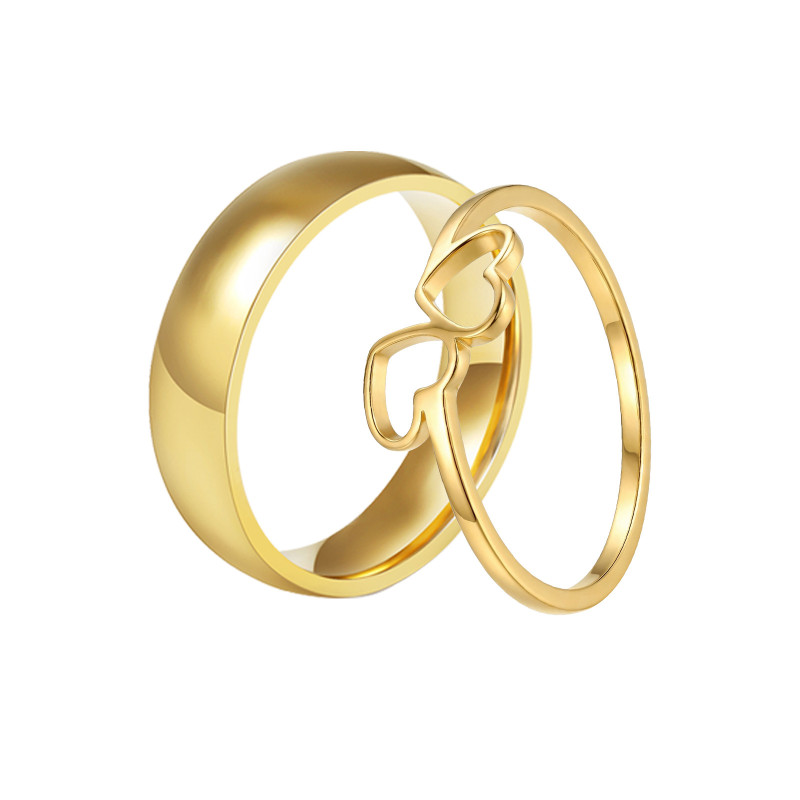 Wholesale Stainless Steel Couple's Double Heart Ring