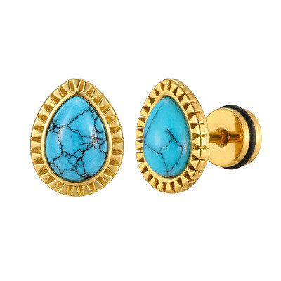 Wholesale Stainless Steel Turquoise Teardrop Stud Earrings