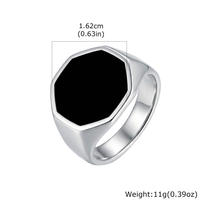 Wholesale Men's Stainless Steel Octagon Signet Ring
