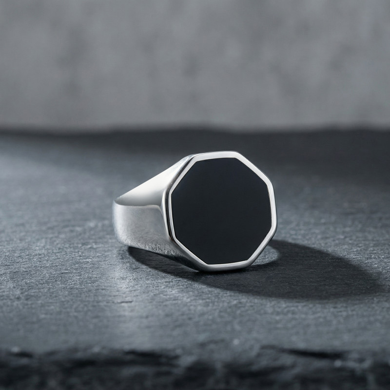 Wholesale Men's Stainless Steel Octagon Signet Ring