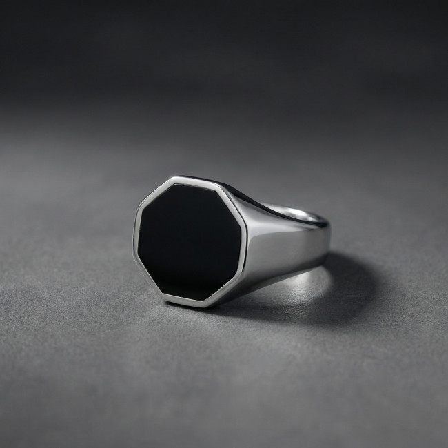 Wholesale Men's Stainless Steel Octagon Signet Ring