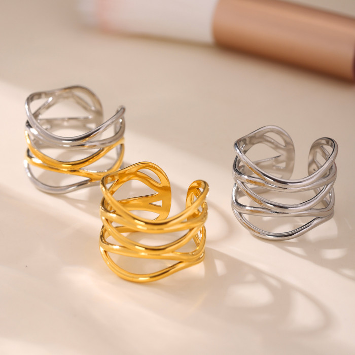 Wholesale Stainless Steel Irregular Multi-Layer Rings