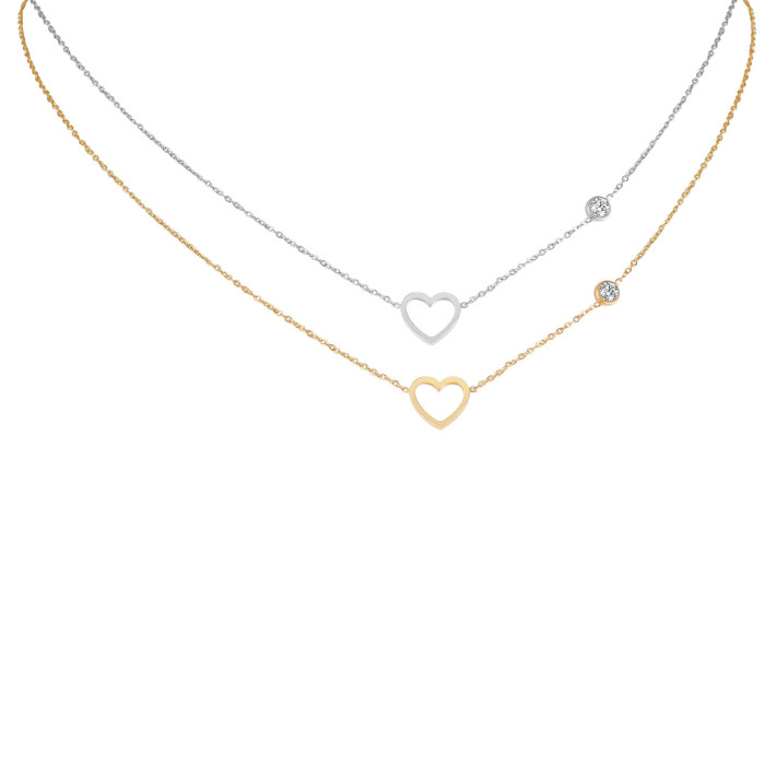 Wholesale Stainless Steel Heart Necklace with Zircon